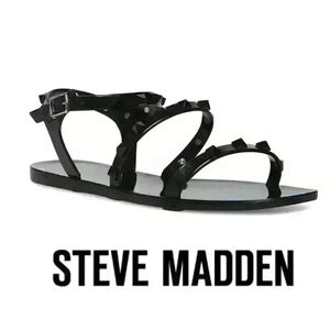 NWT Steve Madden “Divina” Jelly Faux Stud Strappy Flat Sandals